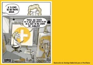 Ilustración sobre la longevidad y el arte en la vejez.
