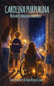 Ilustración de portada con cuatro niños ante una puerta abierta a un cielo estrellado